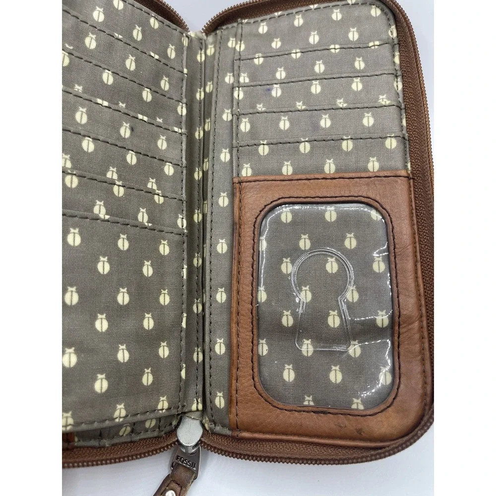 Fossil Vintage Coral Key-Per Long Zip Around Full Zip‎ Wallet